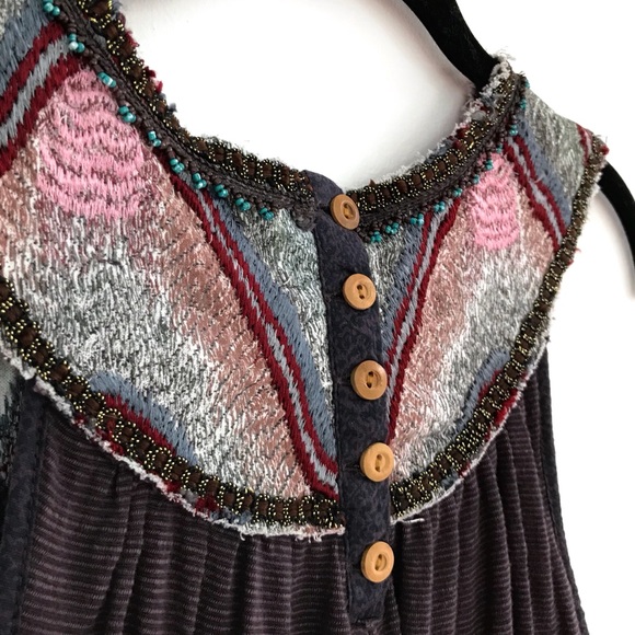 SOLD. Free People Embellished Layered Halter Tank - Picture 5 of 7